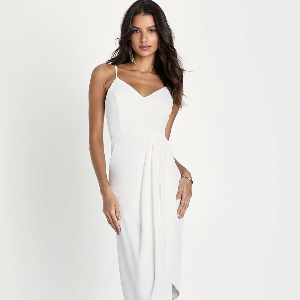 NWT Lulu's Reinette White Midi Dress (M)